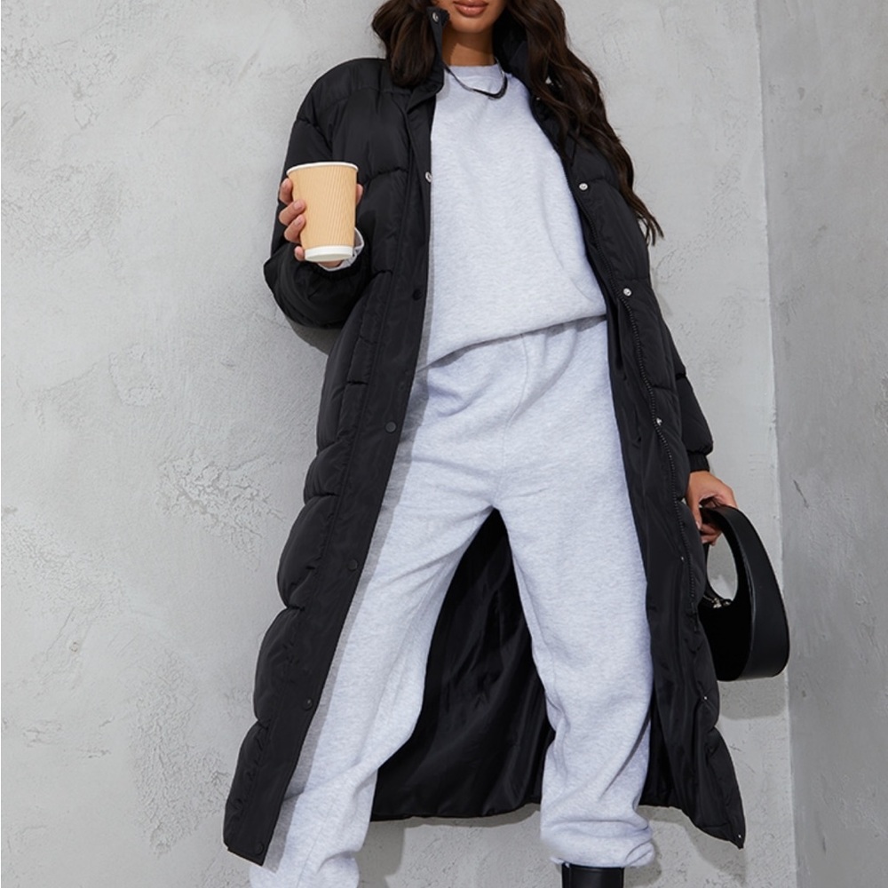 PLT Tall black long puffer jacket